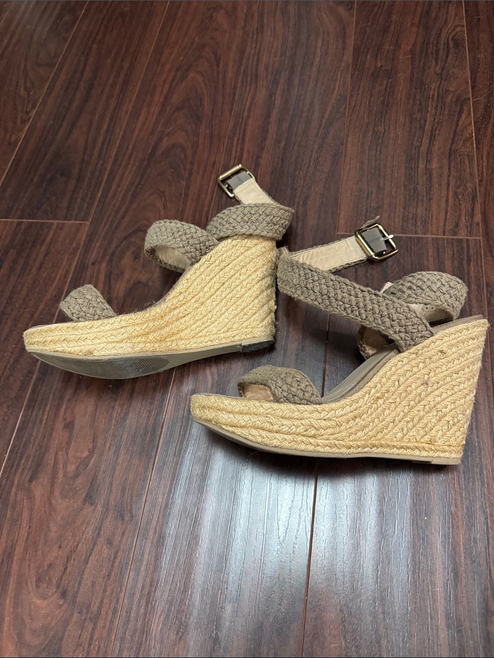 Steve Madden Braided Tan Espadrille Wedge Sandals - Picture 4 of 7